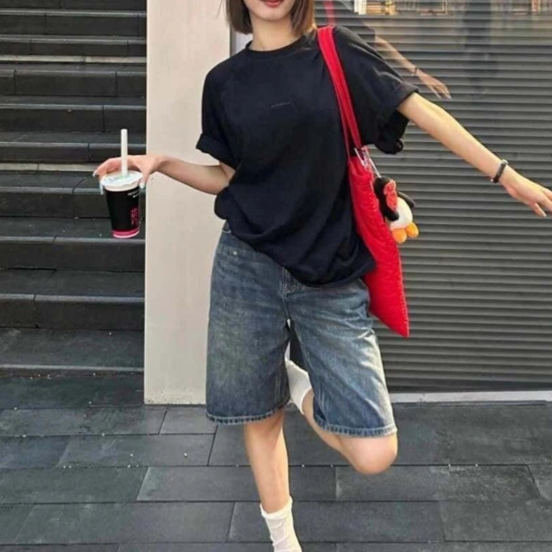 Casual Denim Wide Leg Short Jeans