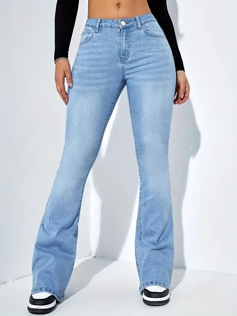 Flare Stretch Jeans Skinny Bell Bottom High Waist Denim Pants