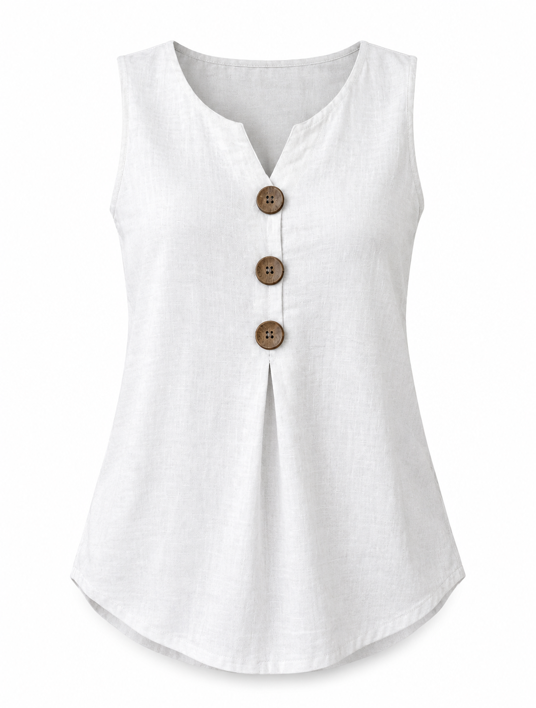 Blouse Fashion Button Cotton Linen Sleeveless Shirt